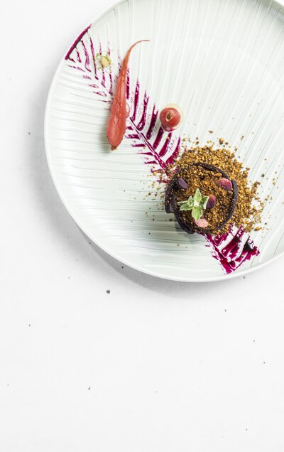 Poached carrot tartlet